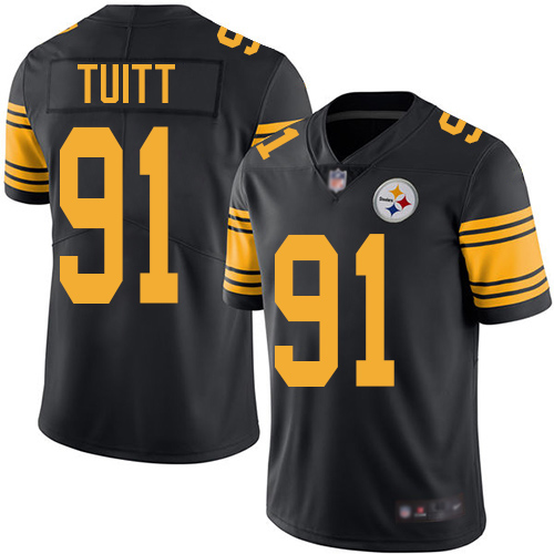 Men Pittsburgh Steelers Football #91 Limited Black Stephon Tuitt Rush Vapor Untouchable Nike NFL Jersey